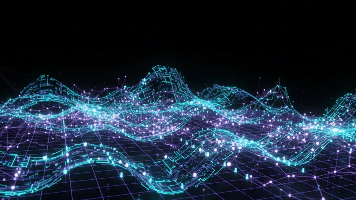 Abstract dark visualisation representing AI in Agriculture and Food in Northern Ireland