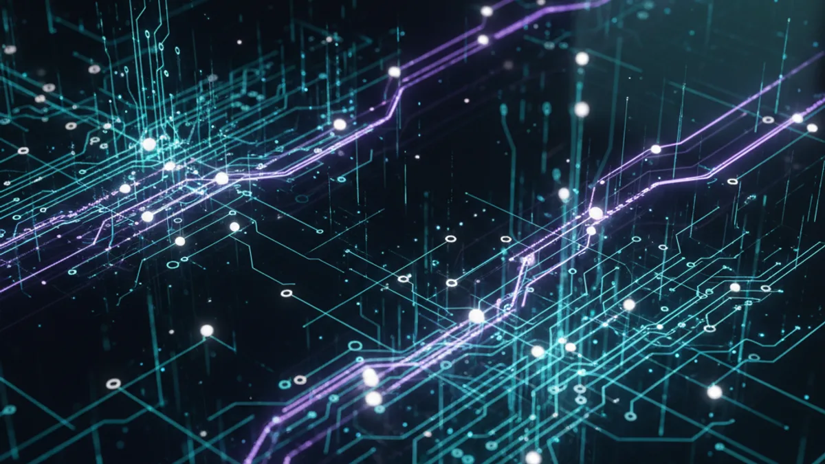 Abstract dark visualisation representing AI in Construction in Northern Ireland