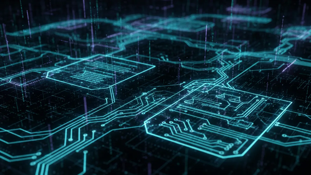 Abstract dark visualisation representing AI in Legal in Northern Ireland