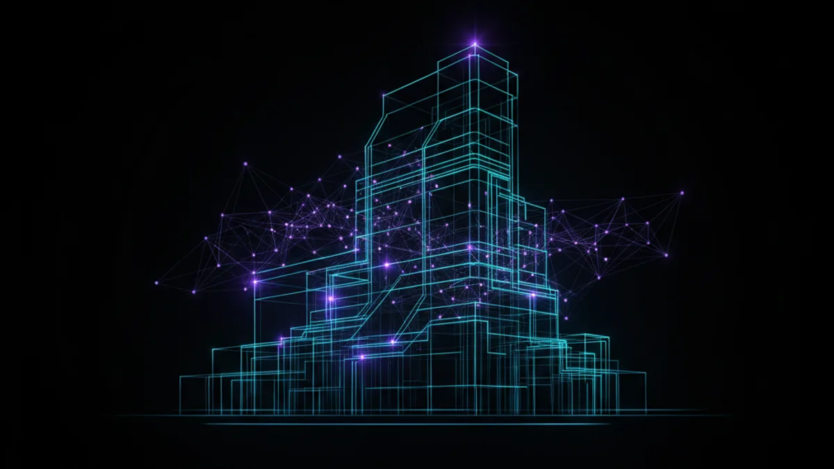 Abstract dark visualisation representing AI in Construction in Northern Ireland