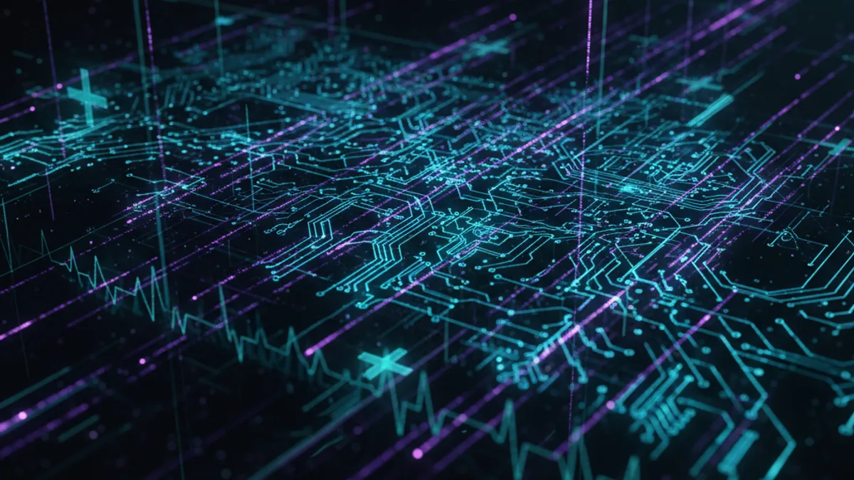 Abstract dark visualisation representing AI in Healthcare in Northern Ireland