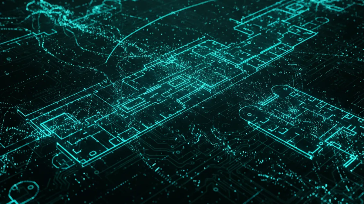 Abstract dark visualisation representing AI in Hospitality in Northern Ireland